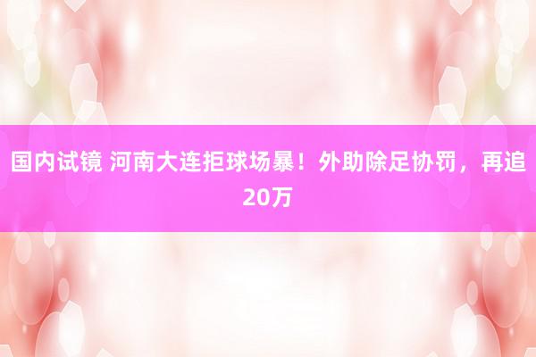 国内试镜 河南大连拒球场暴！外助除足协罚，再追20万